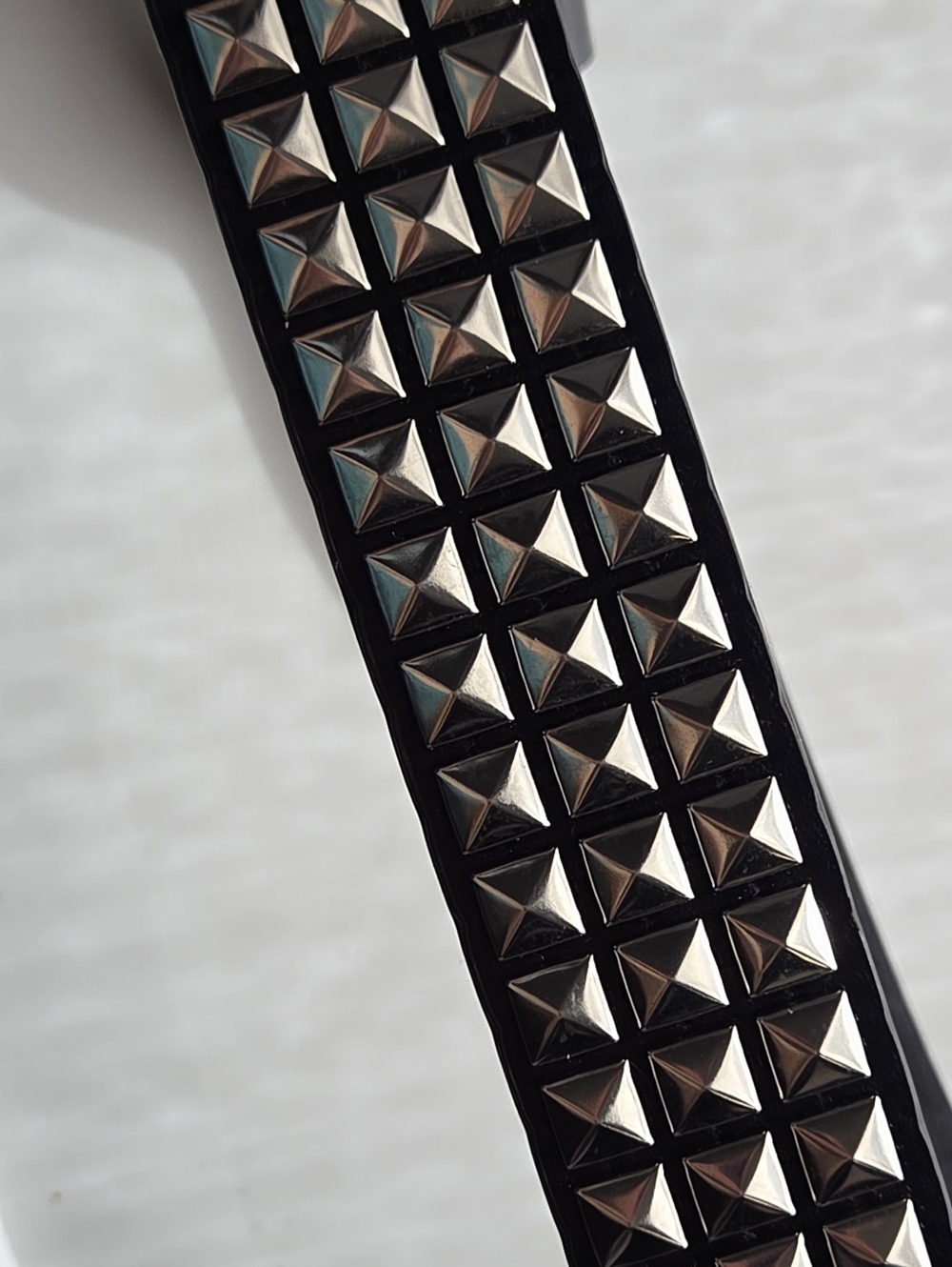 Black Studded Leather Belt with Silver Pyramid Studs - Picture 5 of 6